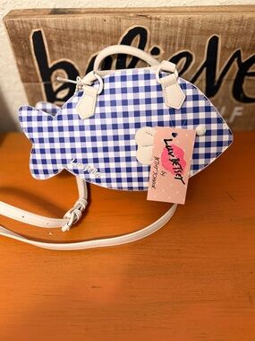 Luv Betsey Johnson Gingham Fish Crossbody Bag NWT